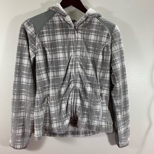 Eddie Bauer Grey and White Zip-Up Sweatshirt XS